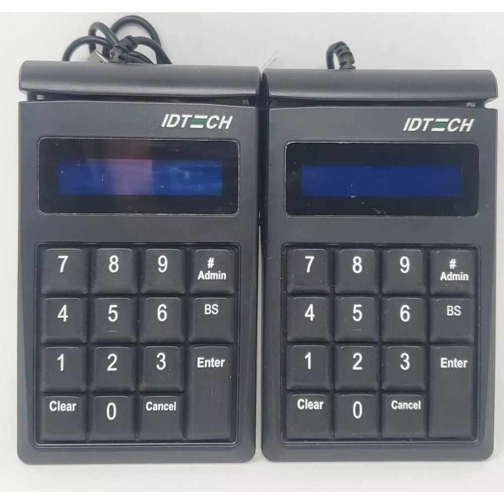2x ID Tech‎ IDKE-534833BE SecureKey Credit Card Reader/Swiper Black Keypad